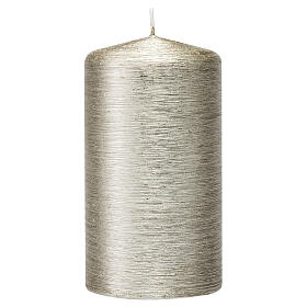 Christmas candles, satin silver, set of 4, 130x70 mm