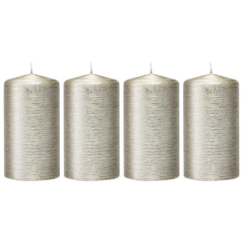 Bougies de Noël argent satiné 4 pcs 130x70 mm 1