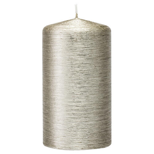 Christmas candles in silver satin 4 pcs 130x70 mm 2