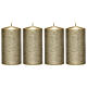 Christmas candles, satin gold, set of 4, 150x60 mm s1