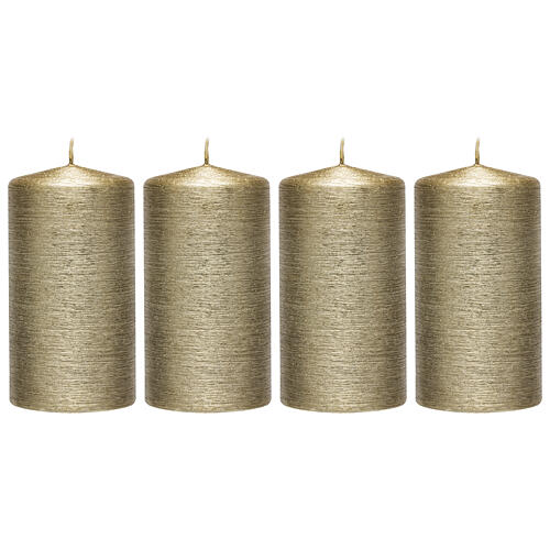 Christmas candles in gold satin 4 pcs 150x60 mm 1