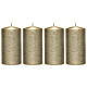 Velas navideñas doradas efecto satinado 4 piezas 130x70 mm s1