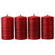 Velas satinadas rojo rubí navideñas 4 piezas 130x70 mm s1