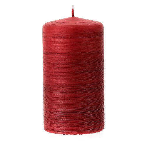 Candele satinate rosso rubino natalizie 4 pz 130x70 mm 3
