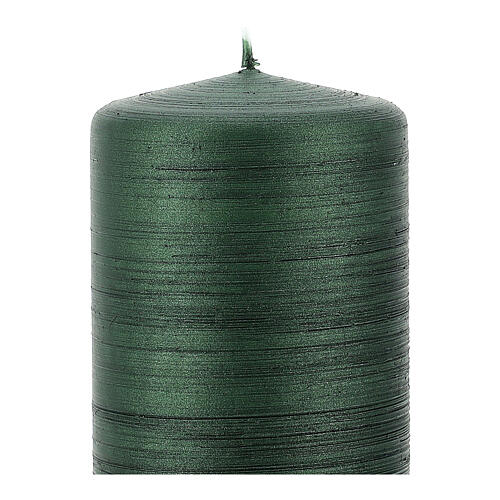 Deep green candles with satin effect, set of 4, 130x70 mm 2