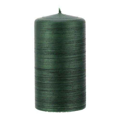 Deep green candles with satin effect, set of 4, 130x70 mm 3