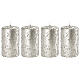 Christmas candles, glittery silver, set of 4, 100x60 mm s1