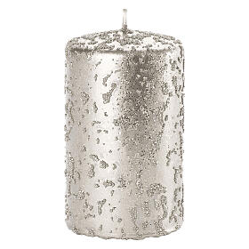 Candele natalizie argento glitter 4 pz 100x60 mm
