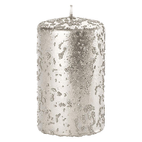 Candele natalizie argento glitter 4 pz 100x60 mm 2