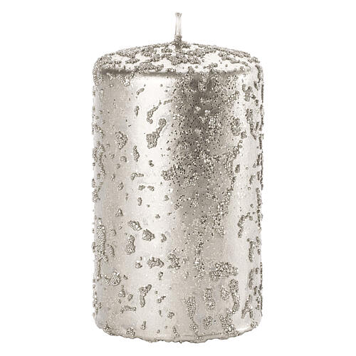 Silver glitter candles 4 pcs 150x70 mm 2
