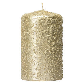 Christmas candles, glittery champagne-coloured, set of 4, 100x60 mm