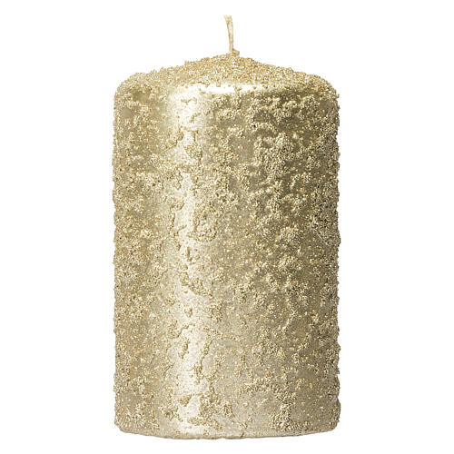 Christmas candles, glittery champagne-coloured, set of 4, 100x60 mm 2
