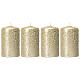Christmas candles, glittery champagne-coloured, set of 4, 100x60 mm s1