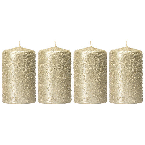 Bougies Noël 4 pcs champagne paillettes 100x60 mm 1