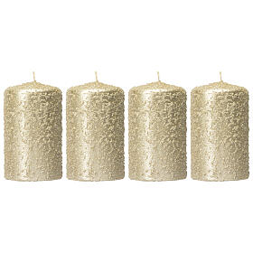 Christmas candles in champagne glitter 4 pcs 100x60 mm