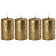 Christmas candles, set of 4, old gold with glitter, 100x60 mm s1