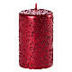 Christmas candles, set of 4, red ruby with glitter, 150x70 mm s2