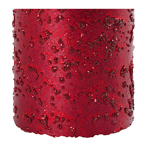 Velas rojo rubí purpurina Navidad 4 piezas 150x70 mm 3