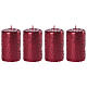 Velas rojo rubí purpurina Navidad 4 piezas 150x70 mm s1