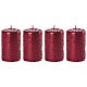Ruby red glitter Christmas candles 4 pcs 150x70 mm s1