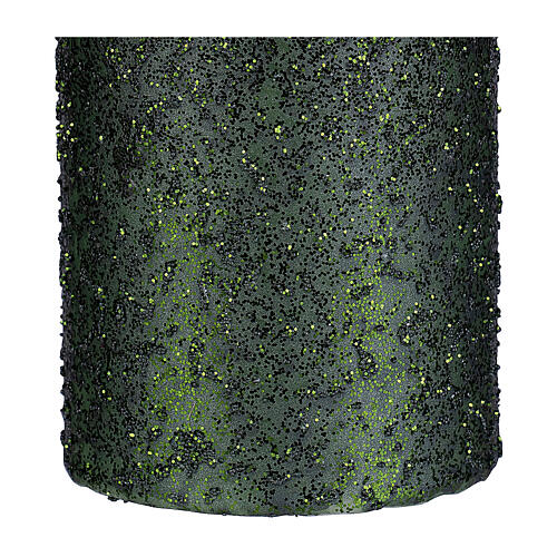 Christmas candles, set of 4, green with glittery flakes, 150x70 mm 3