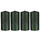 Christmas candles, set of 4, green with glittery flakes, 150x70 mm s1