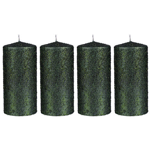 Velas verdes escuras Natal 4 unidades, 15x7 cm 1