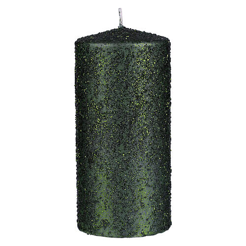 Christmas candle green glitter 4 pcs 150x70 mm 2