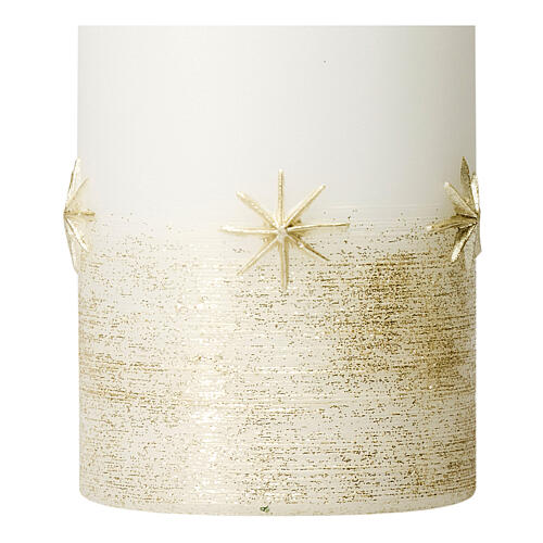 Weiße Weihnachtskerzen mit goldfarbigen Sternen (4 Stck), 100 x 60 mm 2