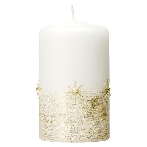 White Christmas candles, set of 4, golden stars, 100x60 mm 1