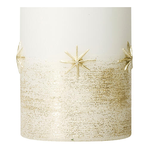 Velas navideñas 4 piezas blanco oro estrellas 150x70 mm 2