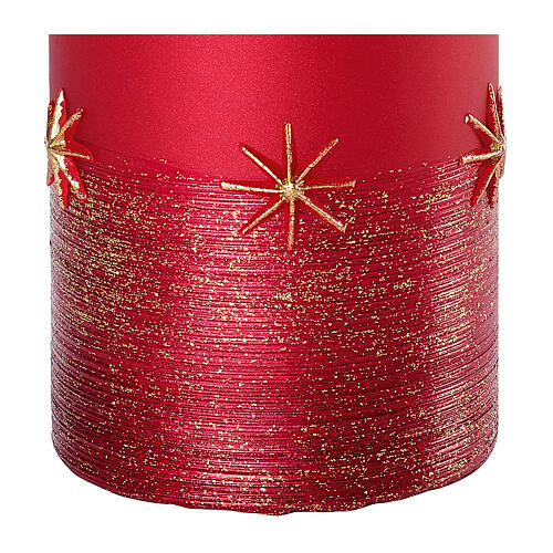 Red Christmas candles, set of 4, golden stars, 100x60 mm 3
