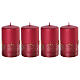 Red Christmas candles, set of 4, golden stars, 100x60 mm s1