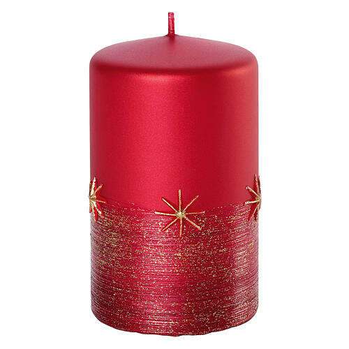 Red Christmas candles 4 pcs golden stars 100x60 mm 2