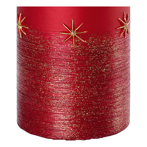 Red candles, set of 4, golden stars, 150x70 mm 3