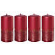 Red candles, set of 4, golden stars, 150x70 mm s1