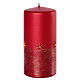 Matte red Christmas candles golden stars 4 pcs 150x70 mm s2