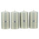 Velas navideñas 4 piezas gris plata estrella 100x50 mm s1