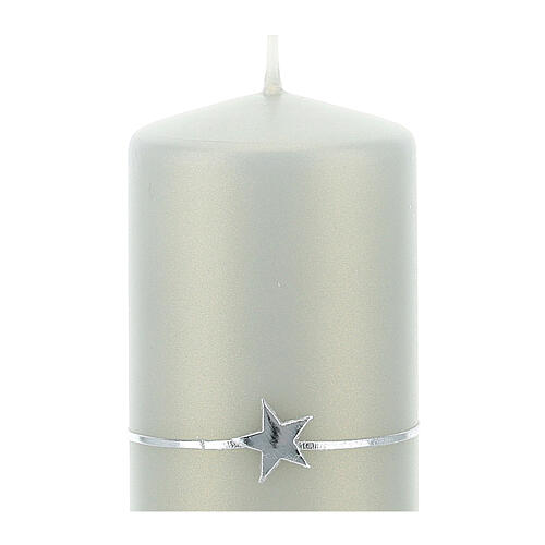 Candele natalizie 4 pz grigio argento stella 100x50 mm 2