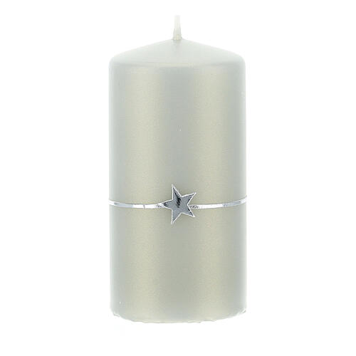 Candele natalizie 4 pz grigio argento stella 100x50 mm 3