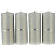 Satin grey candles with silver star, set of 4, 150x60 mm s1