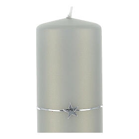 Candele Natale grigio argento 4 pz stella 150x60 mm
