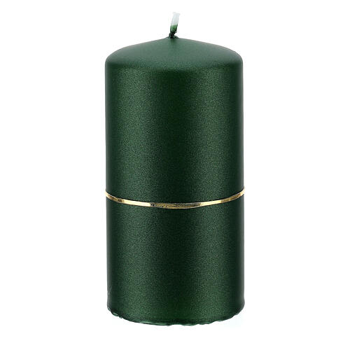 Christmas candles, set of 4, opaque green with golden star, 100x50 mm 3