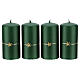 Christmas candles, set of 4, opaque green with golden star, 100x50 mm s1