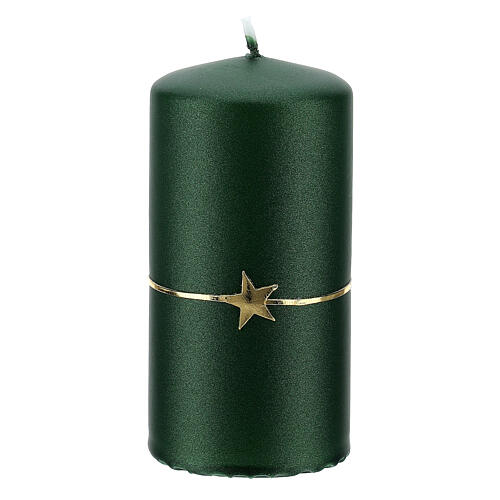 Velas navideñas 4 piezas verde opaco estrella dorada 100x50 mm 2