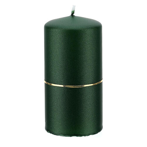 Set of 4 Christmas candles, opaque green with golden star, 100x50 mm 3