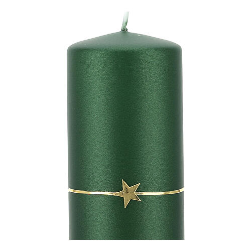 Velas verde opaco Navidad 4 piezas estrella oro 150x60 mm 2
