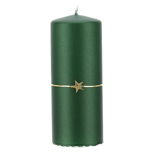 Velas verde opaco Navidad 4 piezas estrella oro 150x60 mm 3