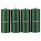 Matte green Christmas candles 4 pcs gold star 150x60 mm s1