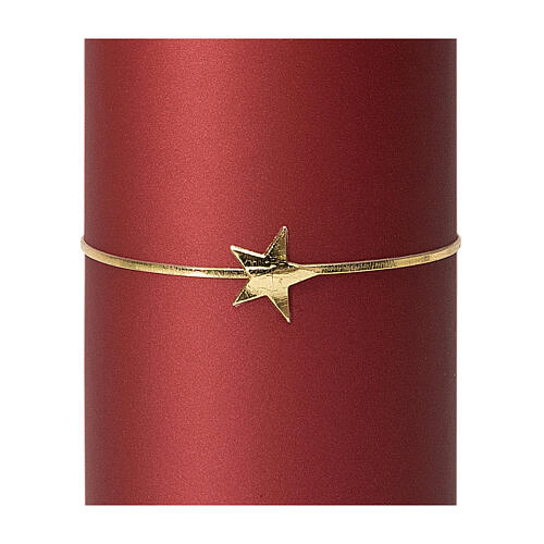Velas de Natal vermelhas opacas com estrela dourada 4 unidades, 10x5 cm 3